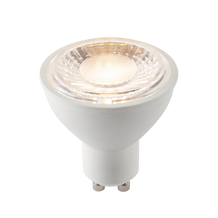 National Lighting, Dimmable 7W LED SMD GU10 Warm White Lamp - 60 degree  Beam Angle - 550LM - 3000K - Matt White Finish