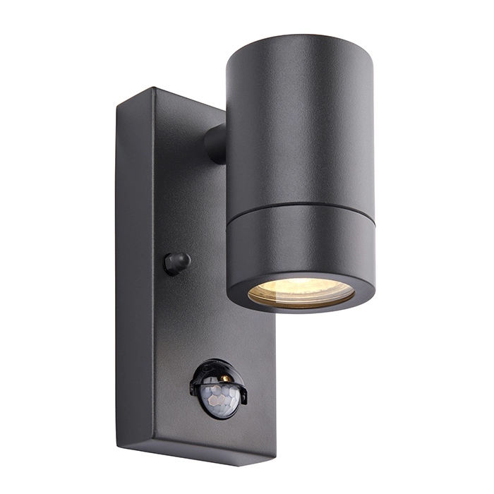 Palin LED GU10 Single PIR wall light - IP44 - Fixed - Gloss White 